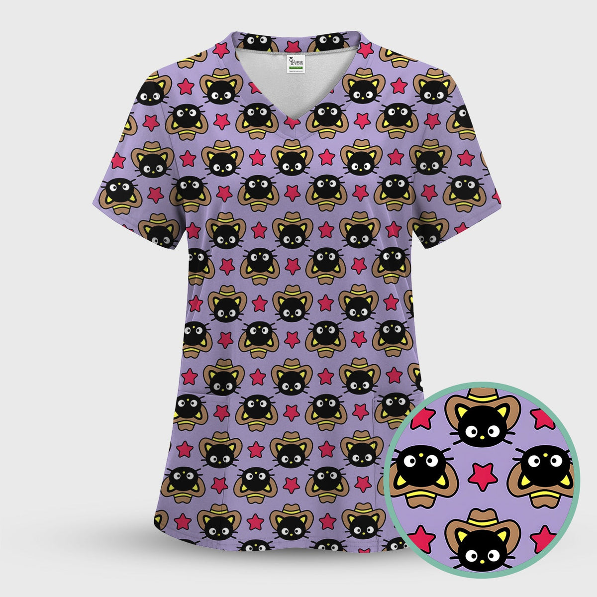 Cowboy Cat Nurse Scrub Set