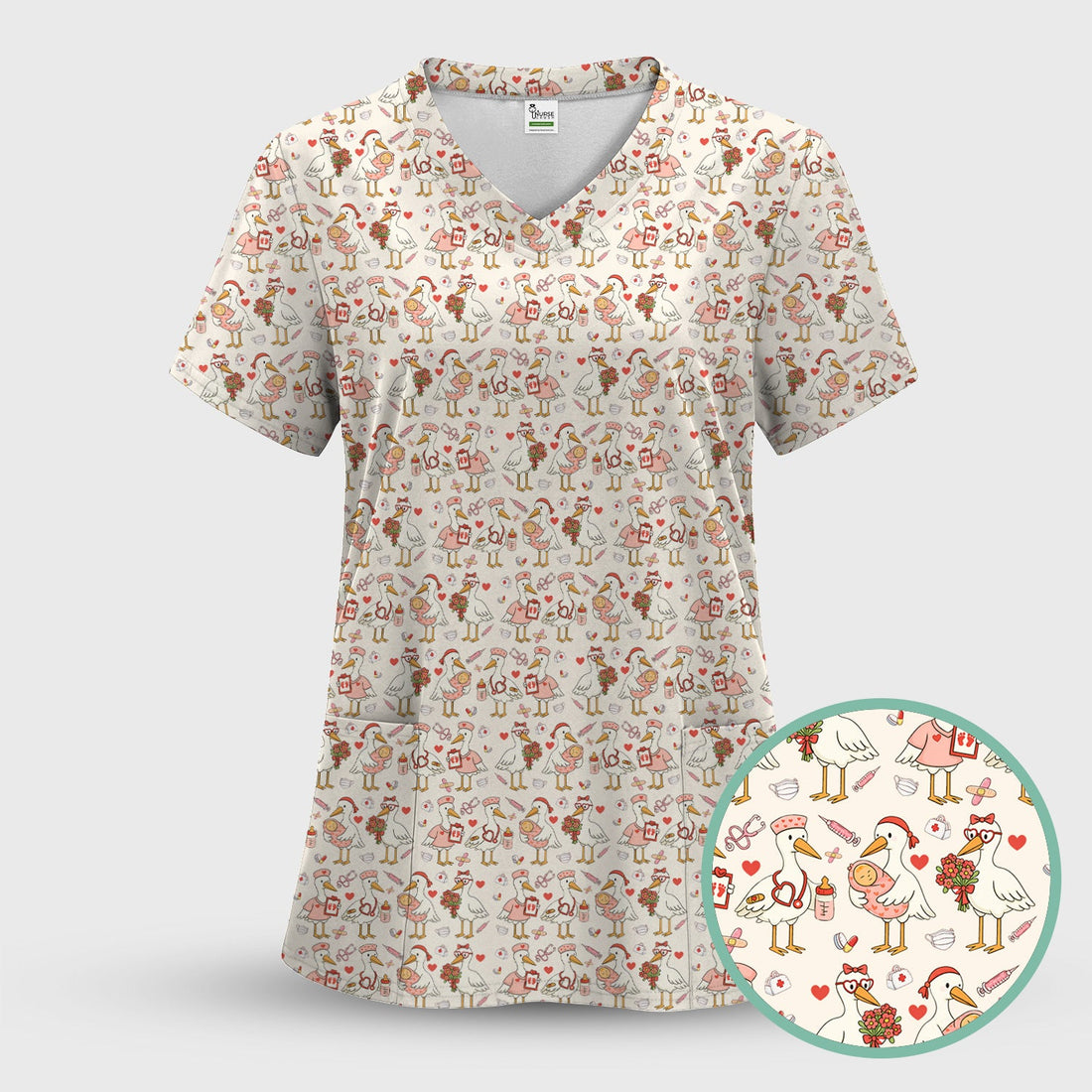 Valentine Goose Nurse Scrub Top