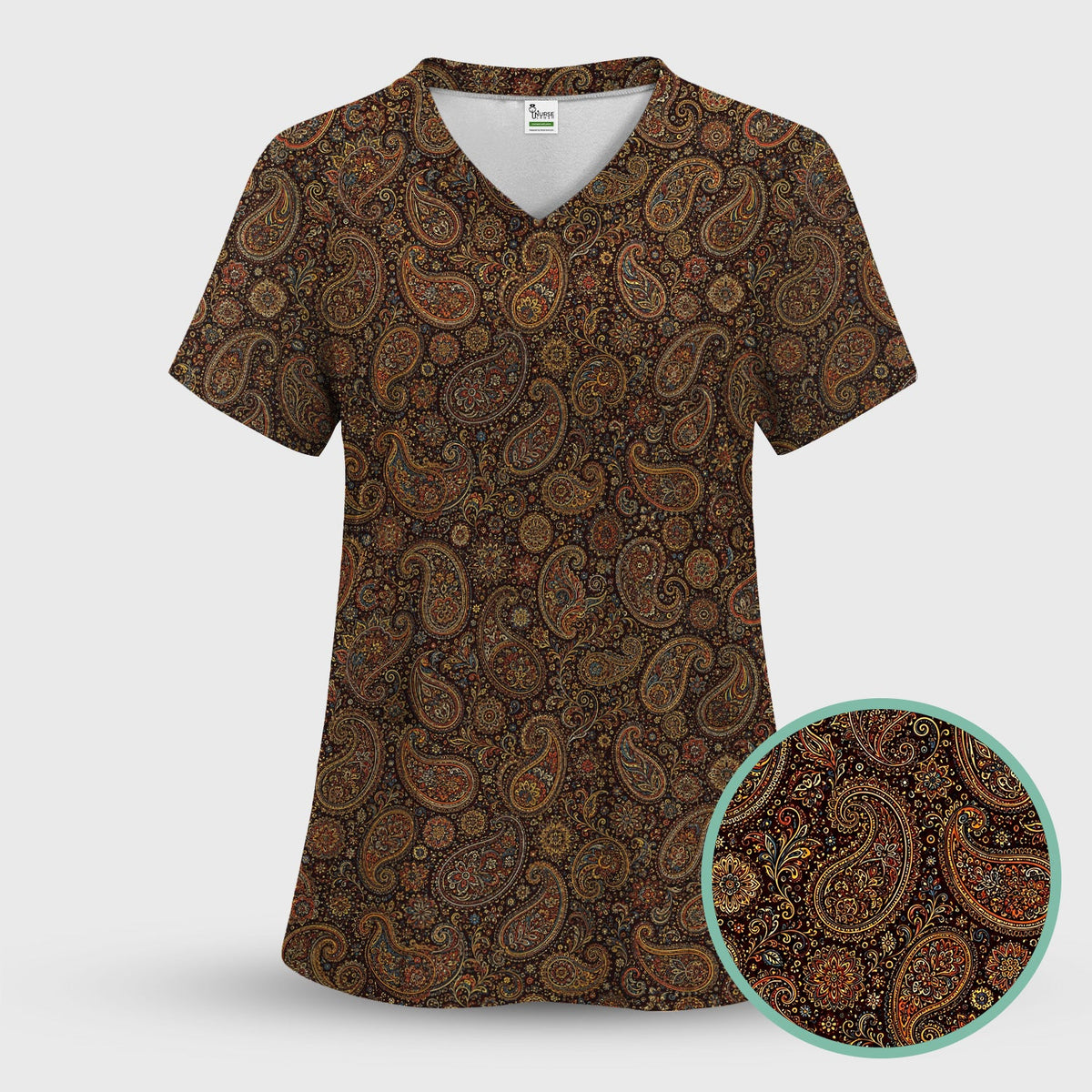 Vintage Ornate Paisley Nurse Scrub Set