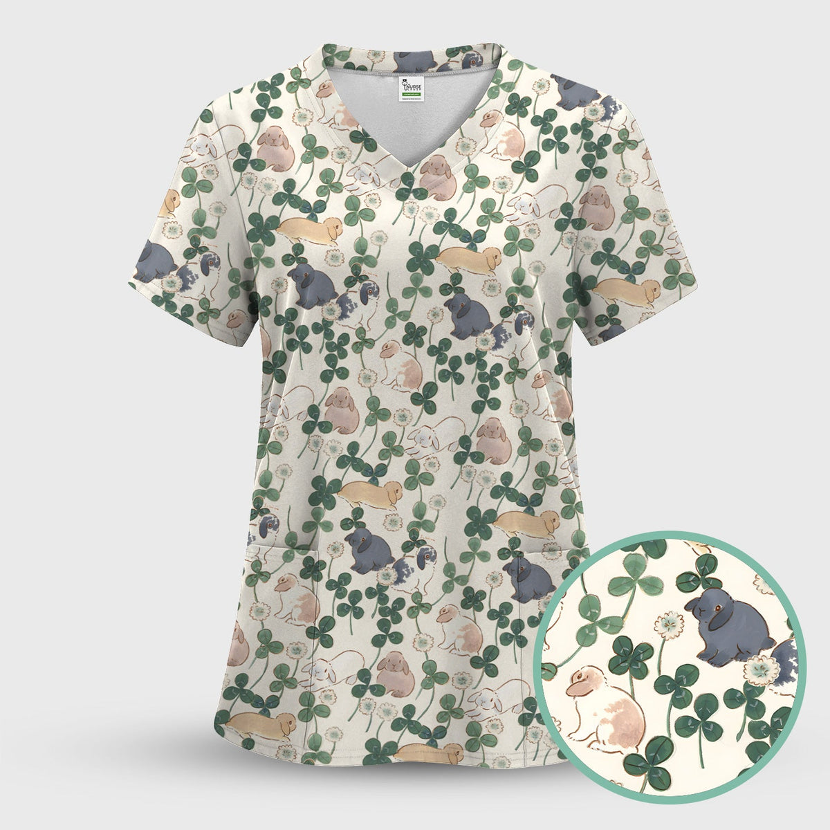 Bunny Clover Garden Meadow Nurse Scrub Set