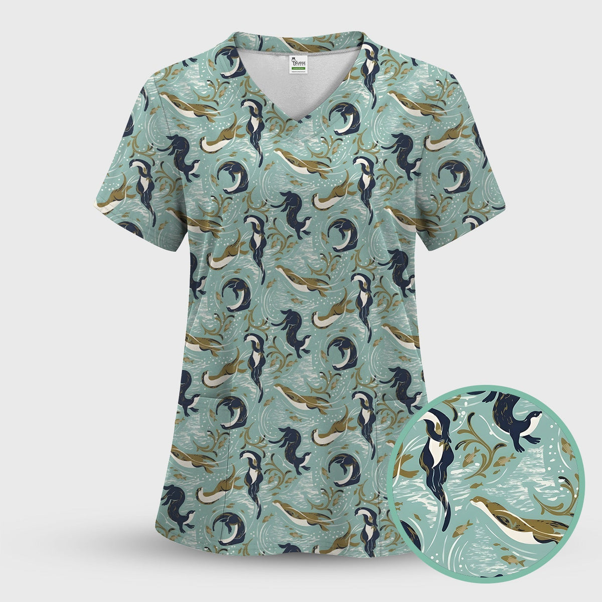 Sea Otter Wave Coastal Nurse Scrub Set