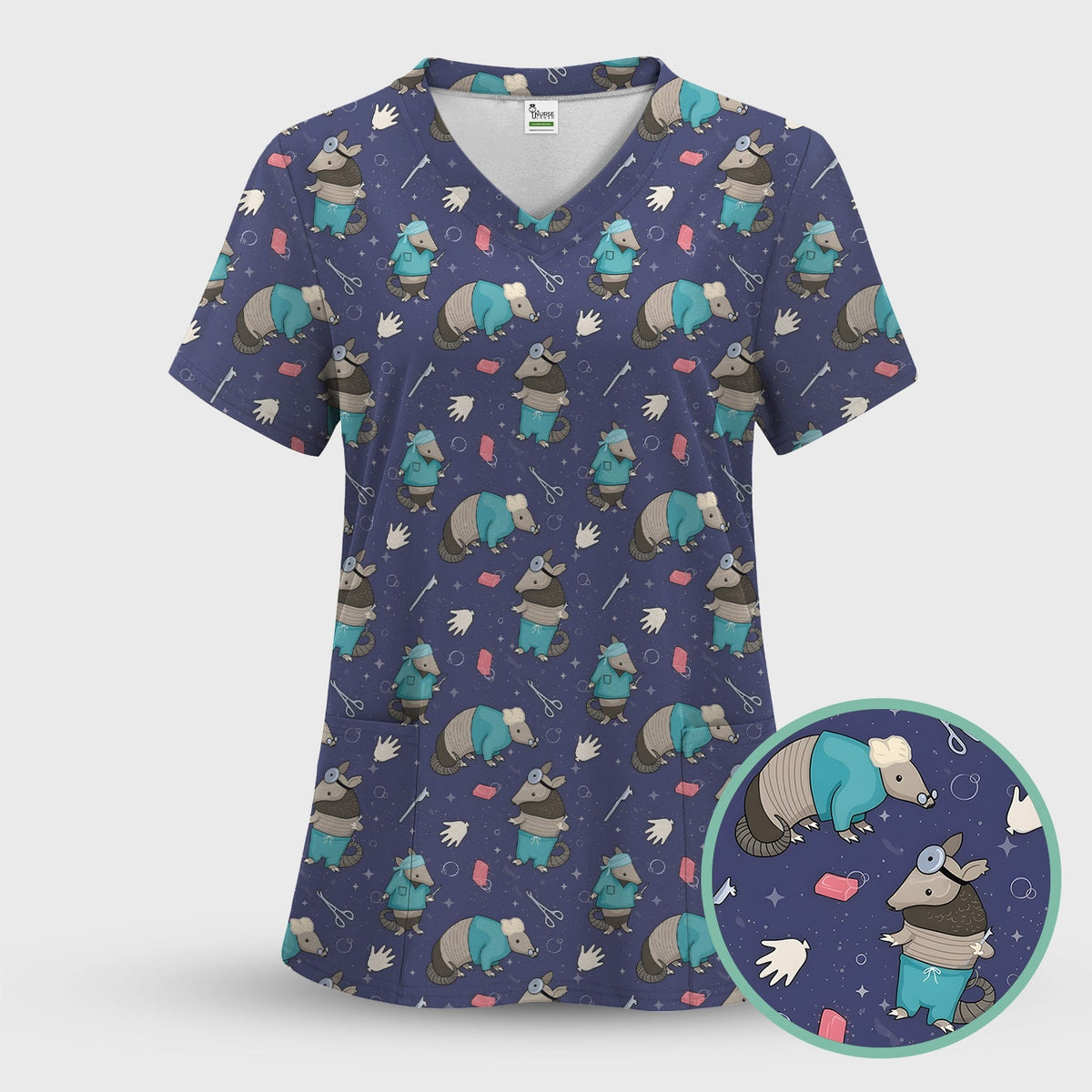 Armadillo Doctor Medical Tools Nurse Scrub Set