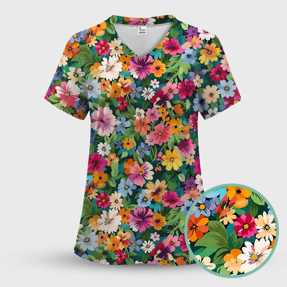 Colorful Wildflower Garden Nurse Scrub Set