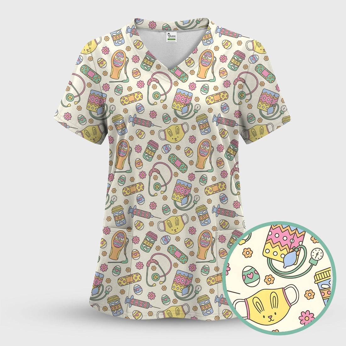 Nurse Bunny Scrub Top - Easter Gift