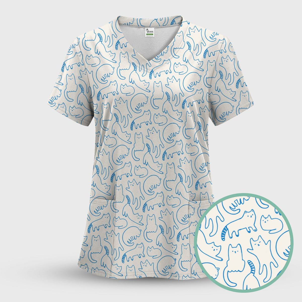 Artistic Cat Nurse Scrub Set