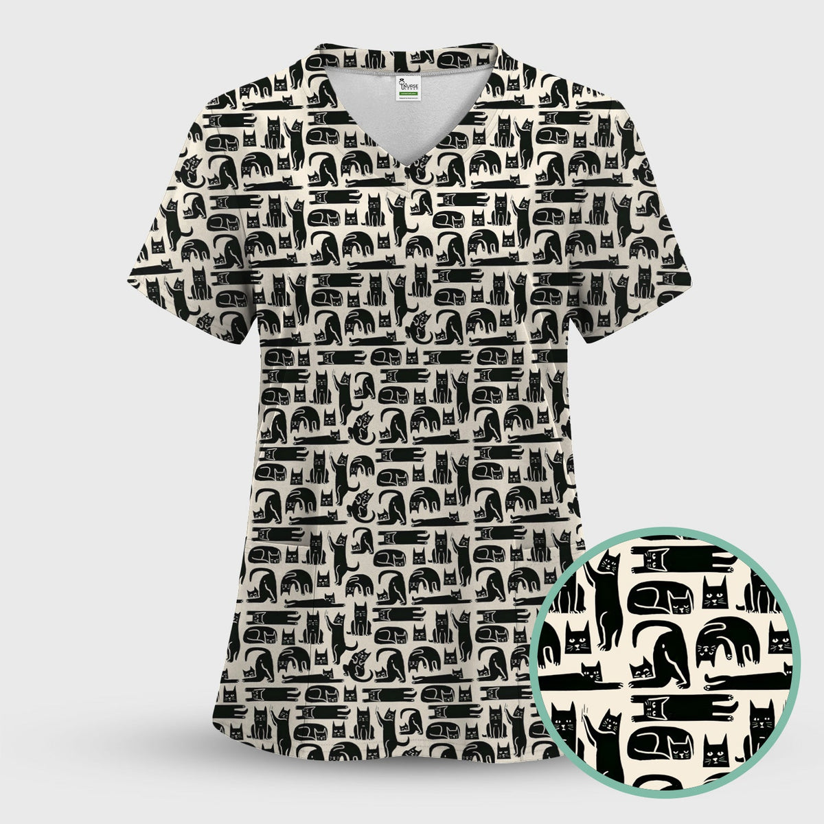 Funny Cat Poses Nurse Scrub Set