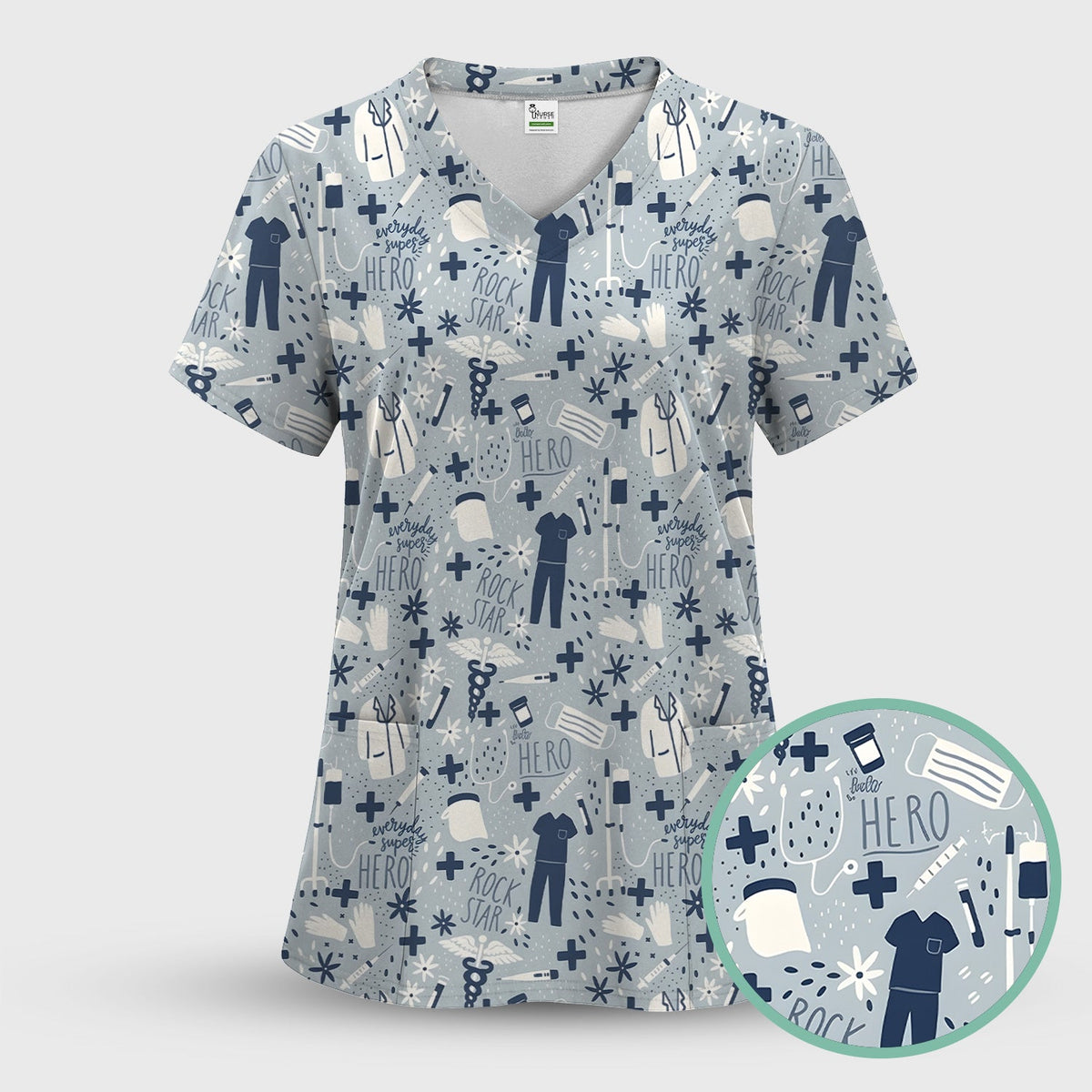 Healthcare Hero Medical Tools Nurse Scrub Top