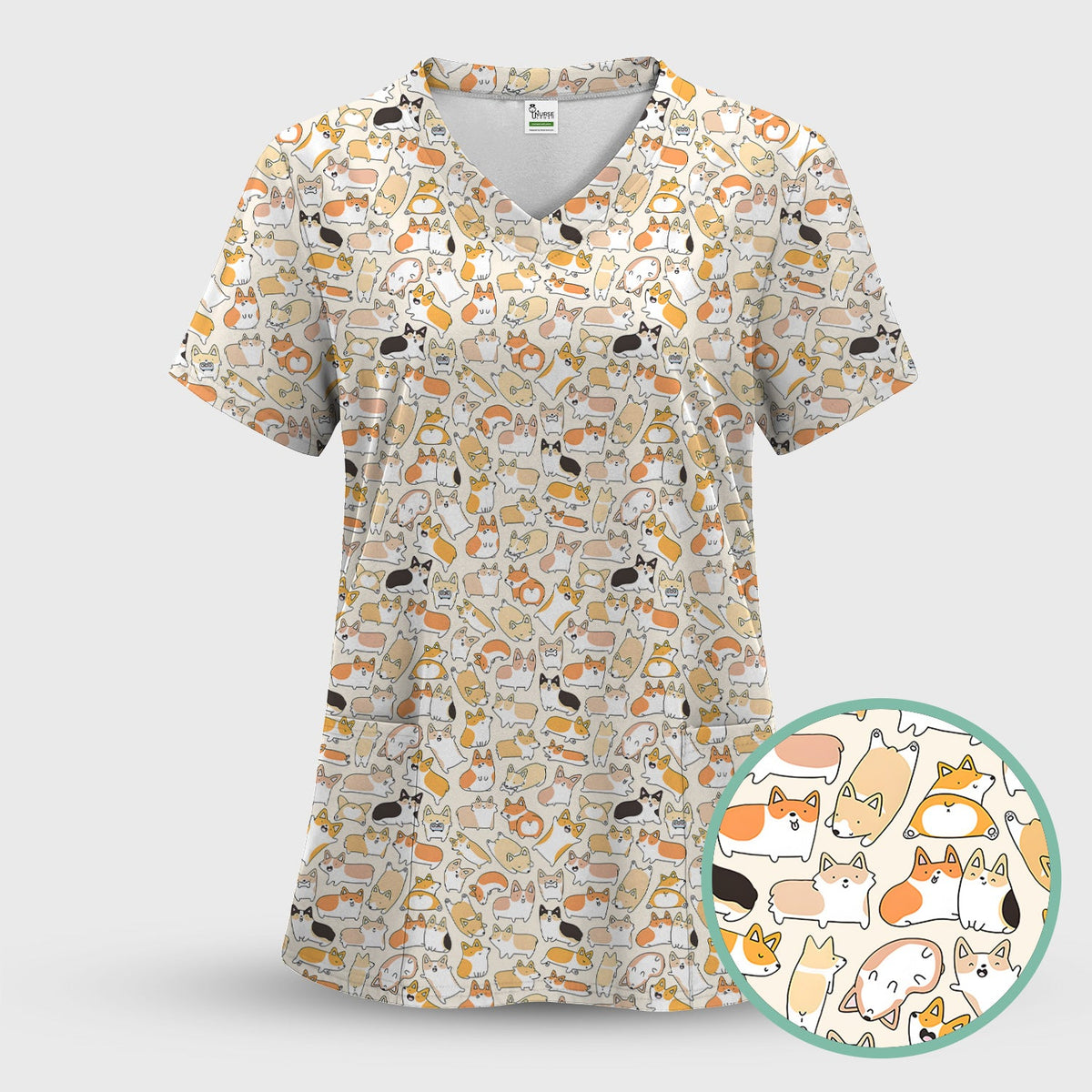 Corgi Nurse Scrub Top