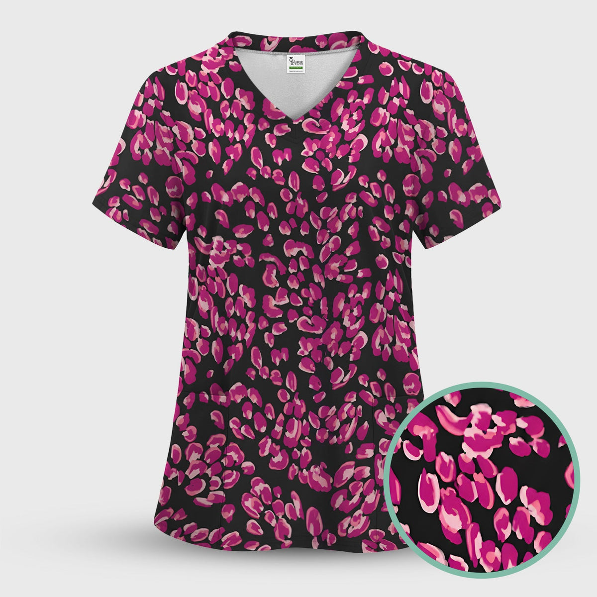 Falling Pink Rose Petals Nurse Scrub Top