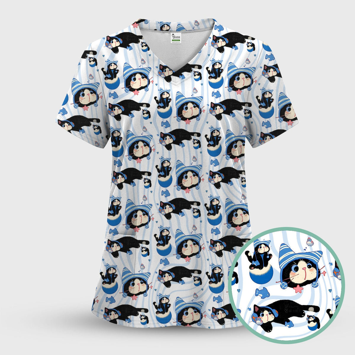 Kitten Fish Nurse Scrub Set