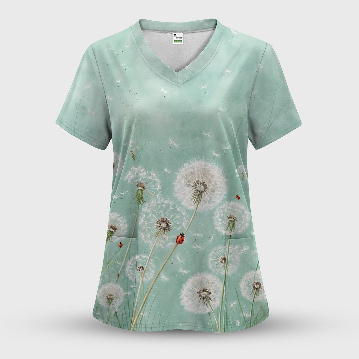 Dandelion Wishes Ladybug Nurse Scrub Top