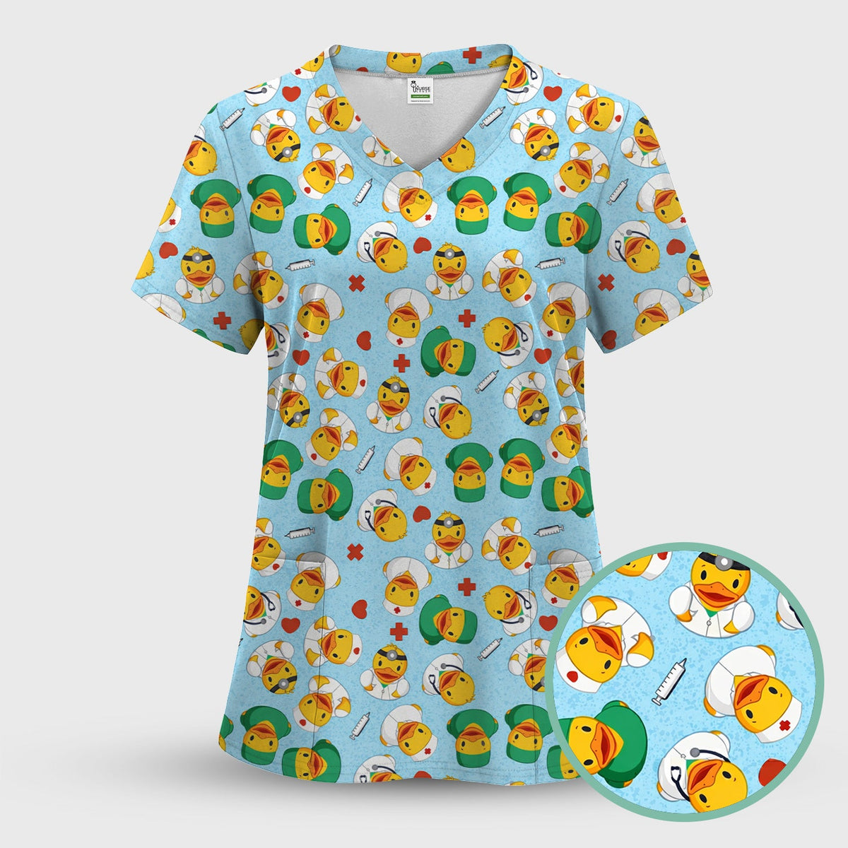 Duck Doctor Cartoon Nurse Scrub Set