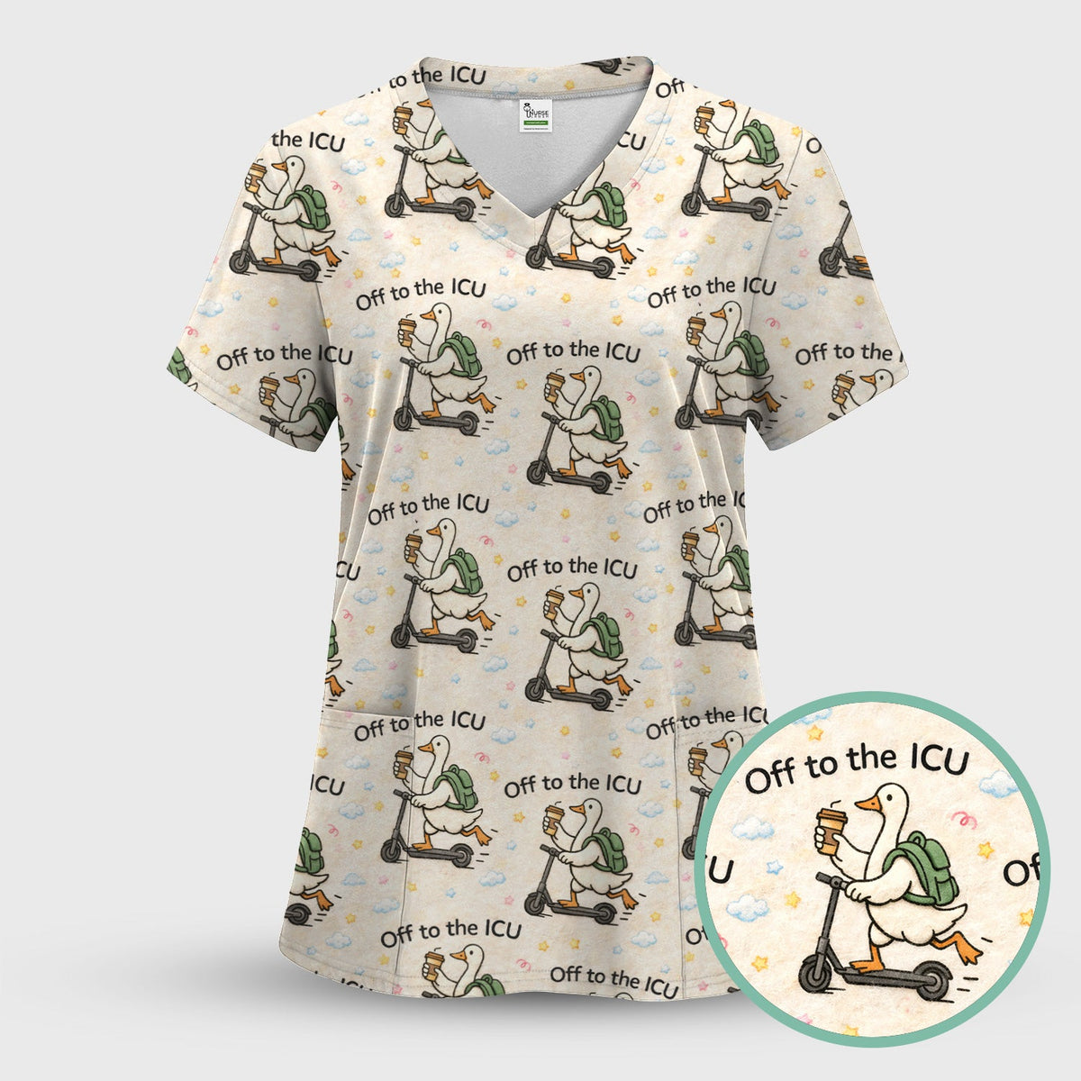 Goose Off To ICU Nurse Scrub Set