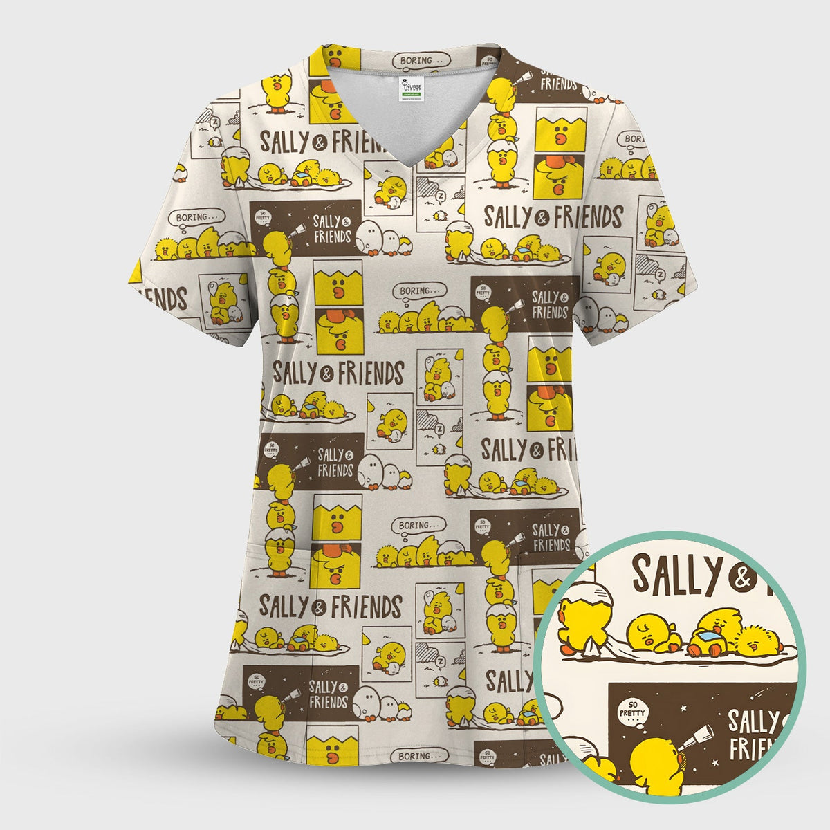 Chick Comic Nurse Scrub Top