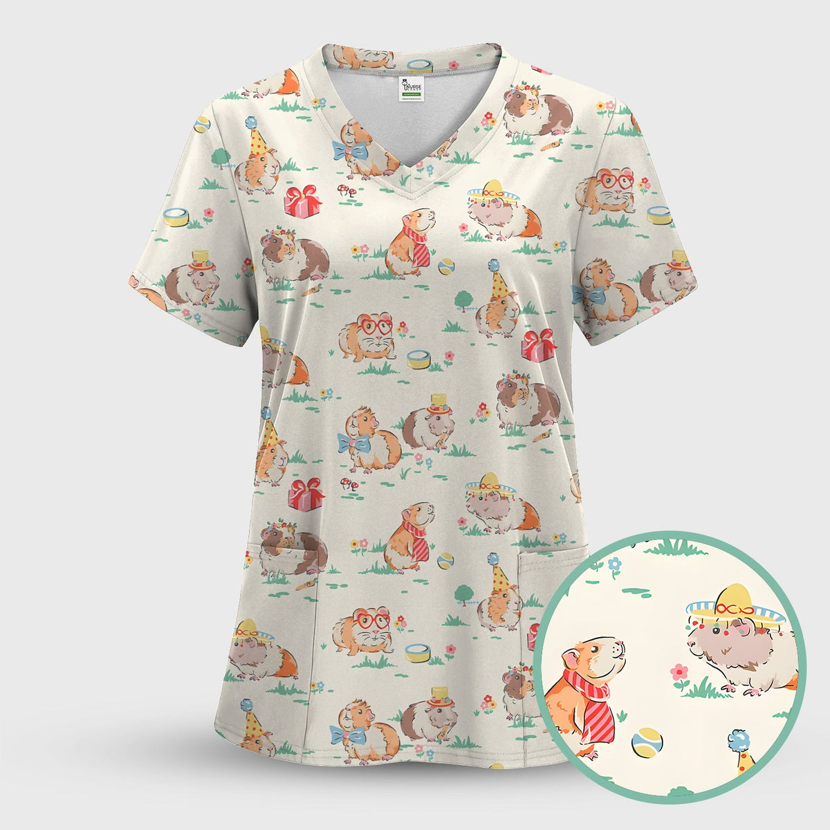 Guinea Pig Party Nurse Scrub Set