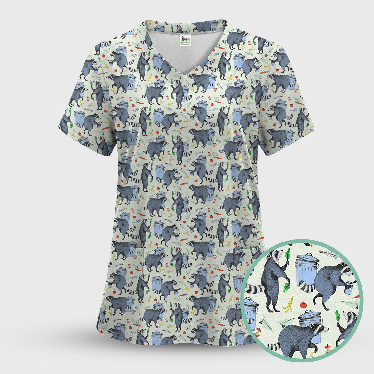 Raccoon Trash Nurse Scrub Set