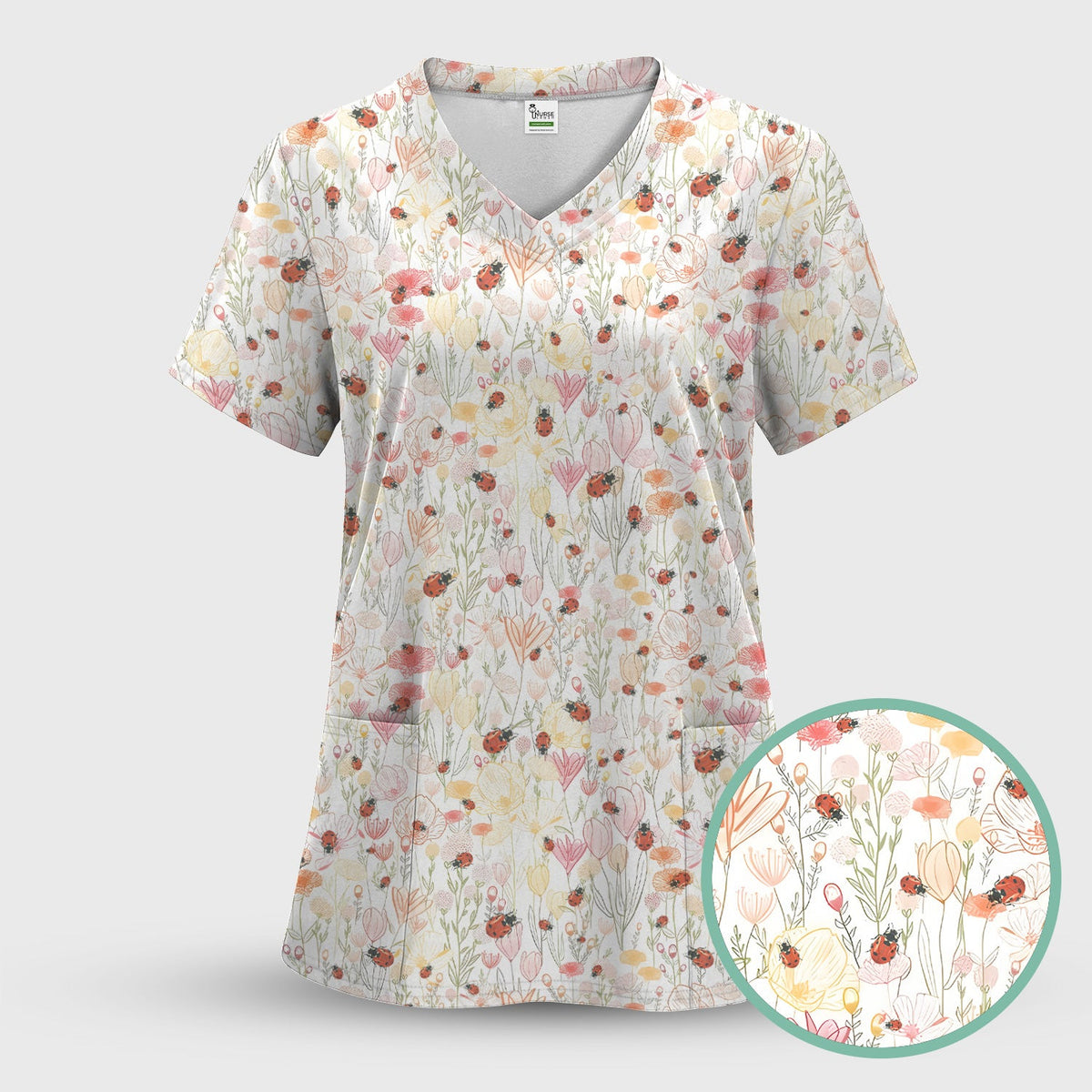 Wildflower Ladybug Garden Nurse Scrub Set