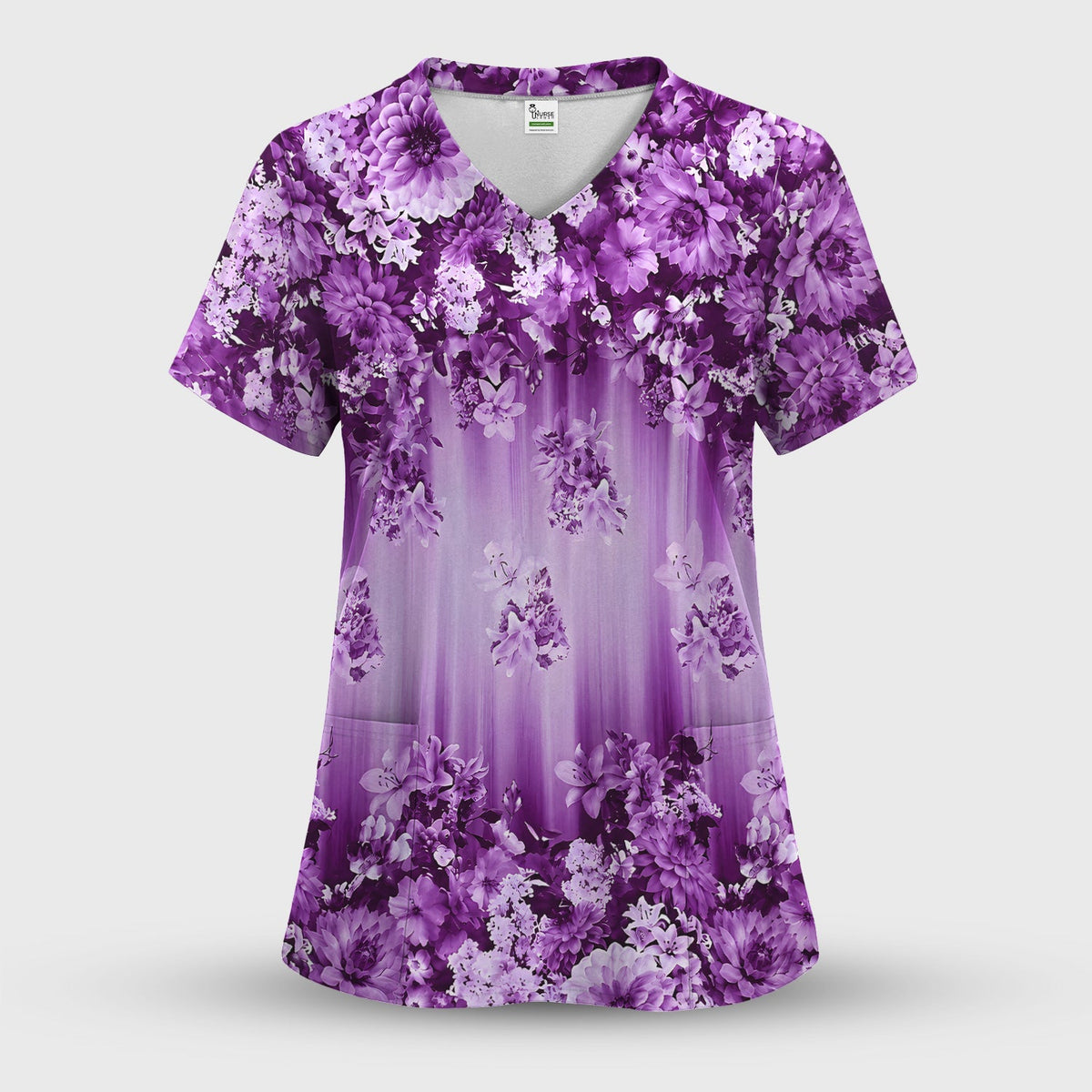 Purple Blossom Garden Nurse Scrub Top