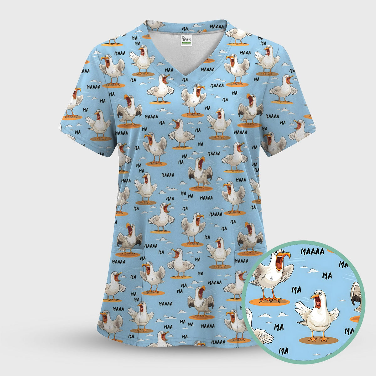 Screaming Seagull Sky Nurse Scrub Top