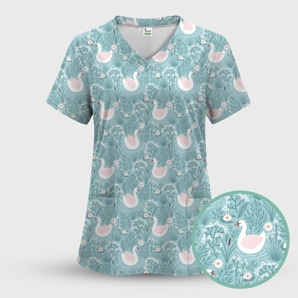 Sweet Swan Waterlily Garden Nurse Scrub Set