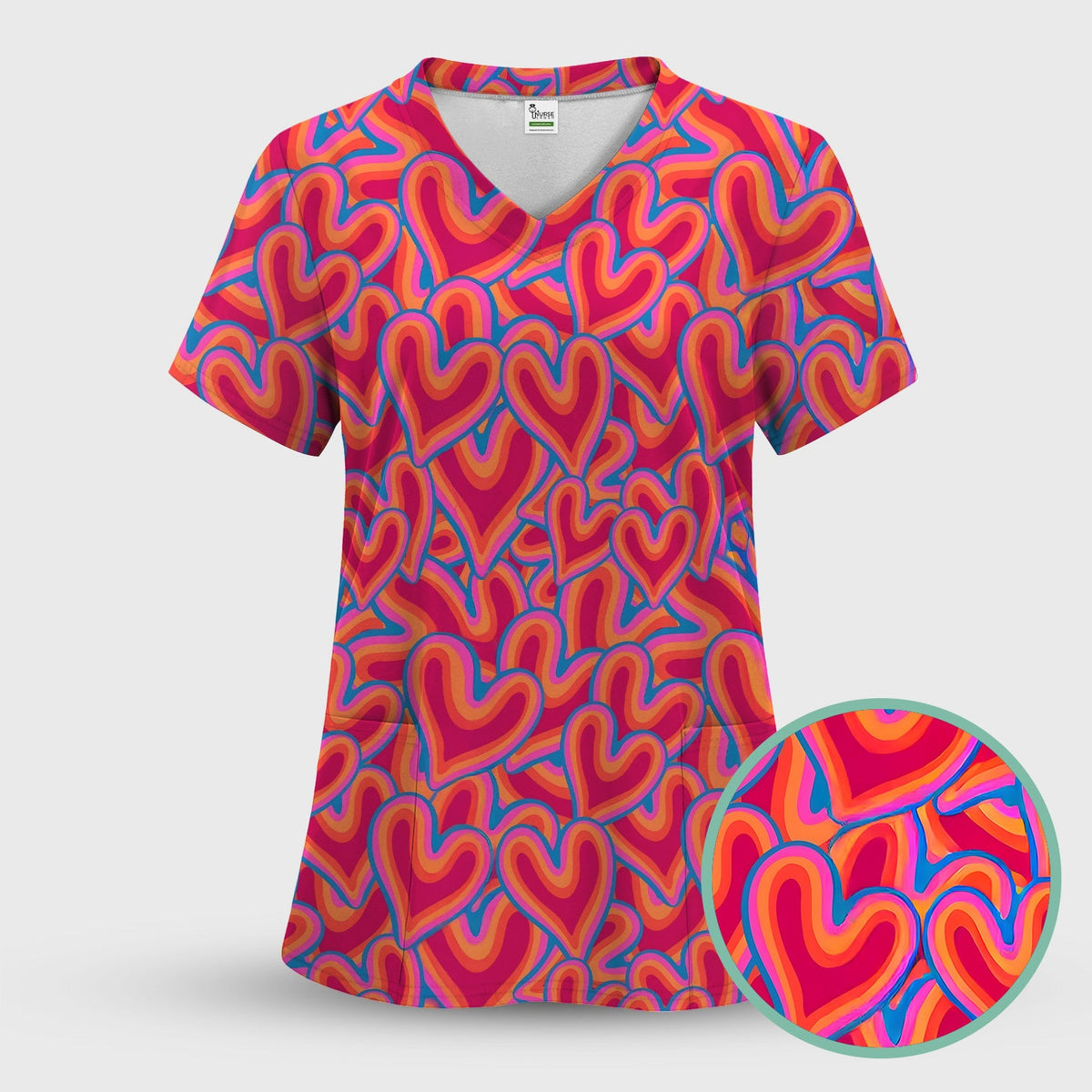 Valentine Heart Nurse Scrub Top