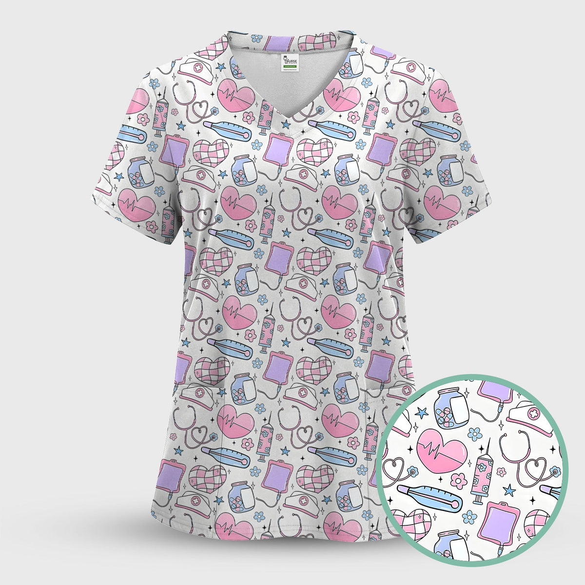 Pastel Medical Icons Nurse Scrub Set
