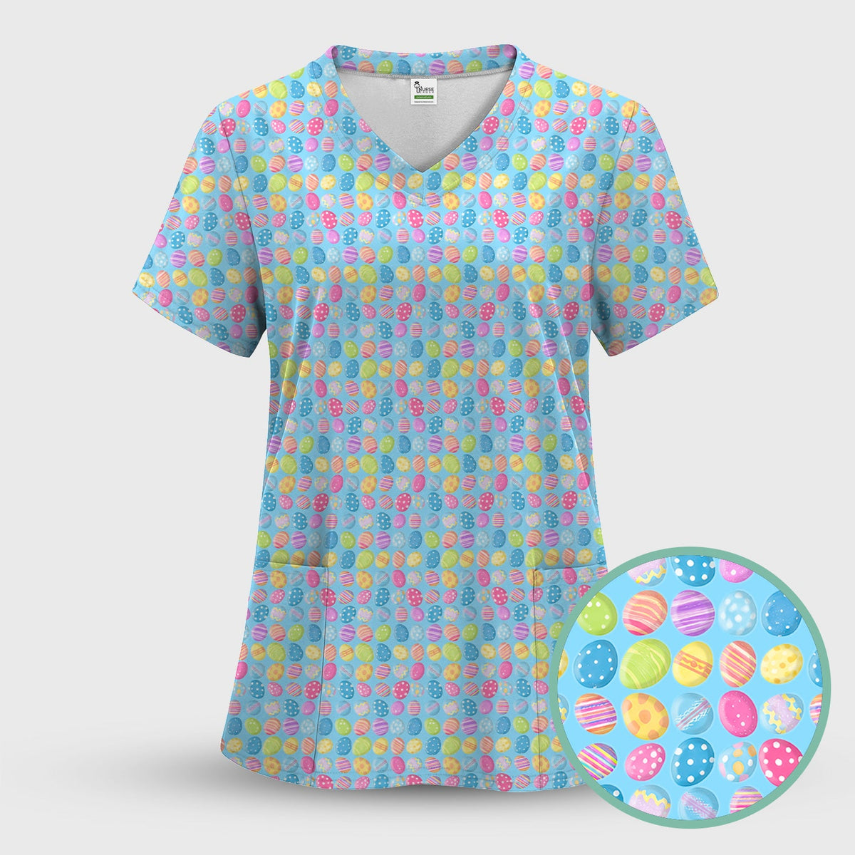 Colorful Easter Eggs Nurse Scrub Set