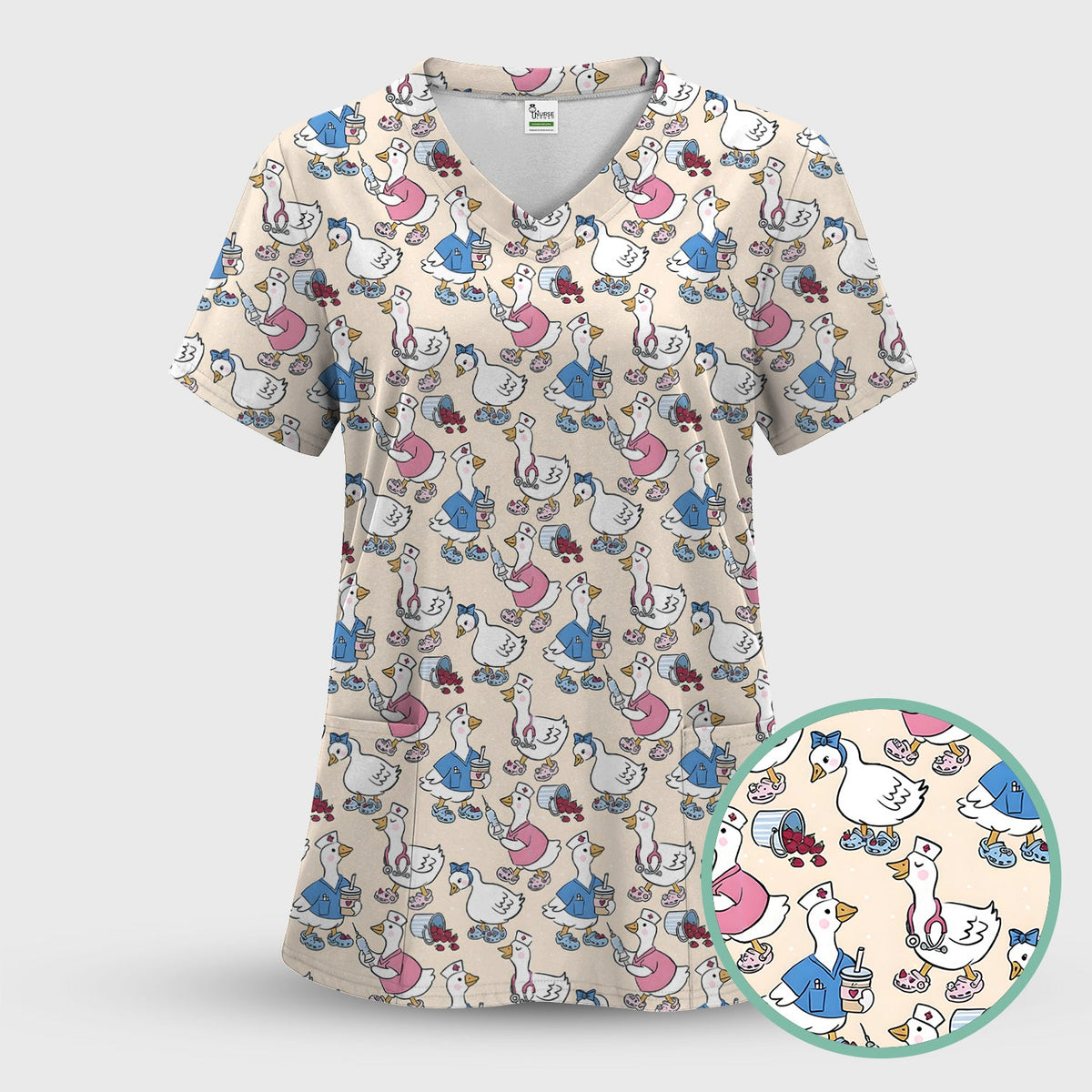 Goose Cartoon Nurse Scrub Set