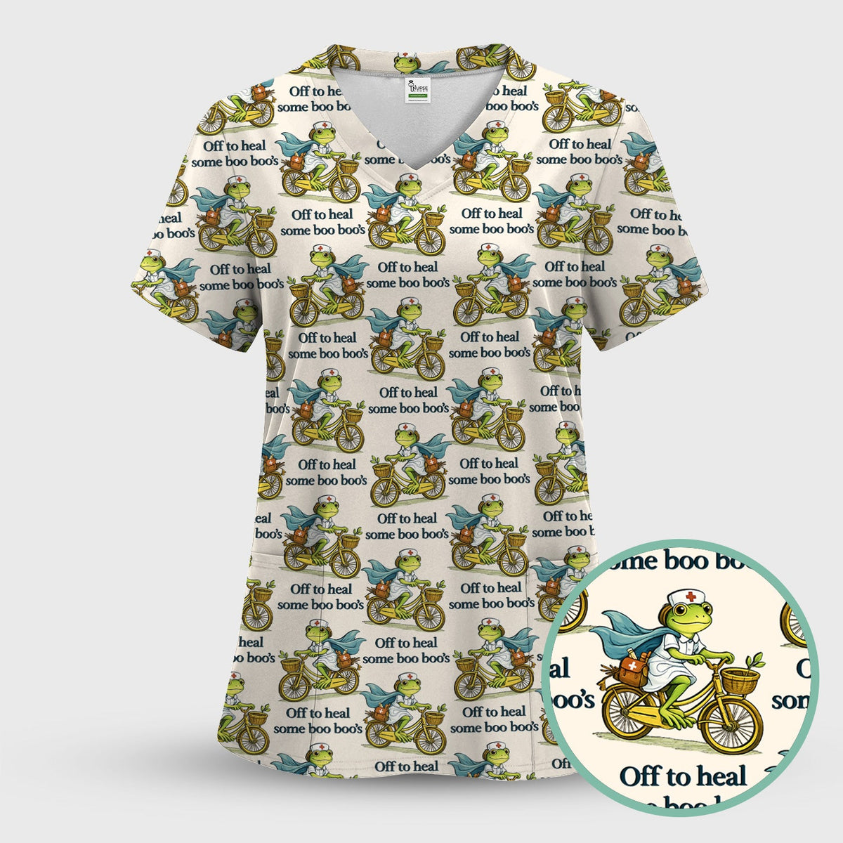 Frog Cycling Nurse Scrub Set