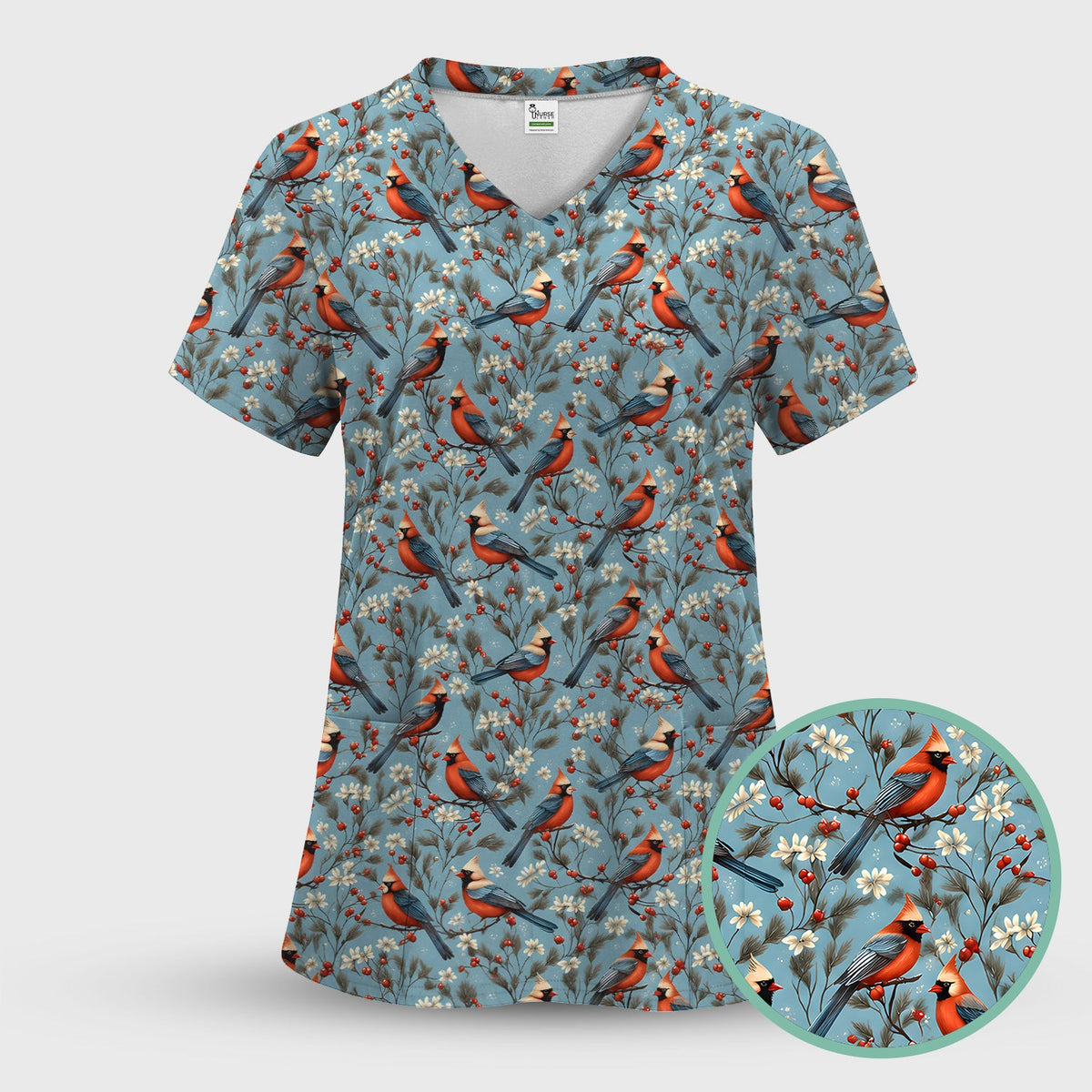 Cardinal Berry Blossom Nurse Scrub Set