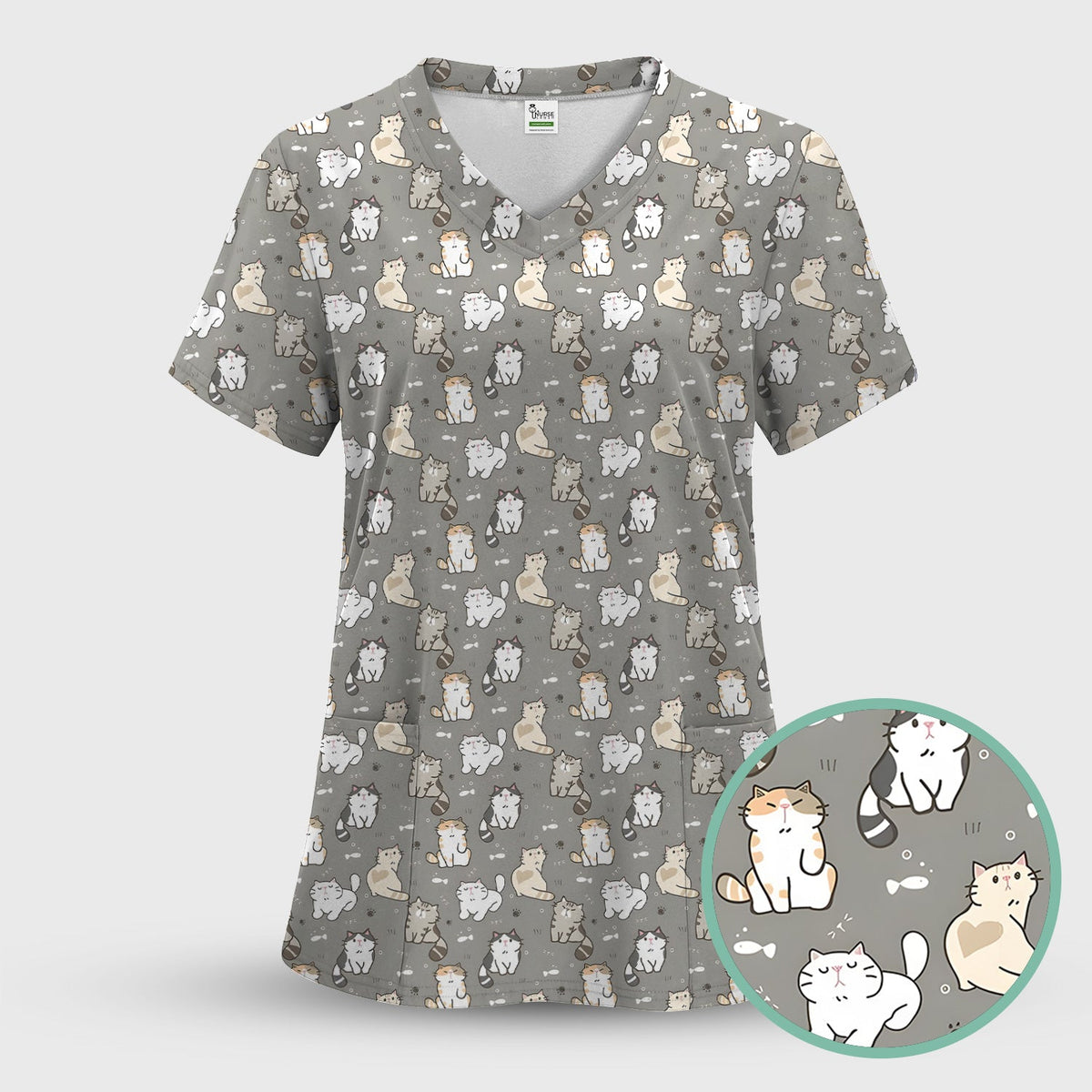 Pastel Cat Nurse Scrub Set