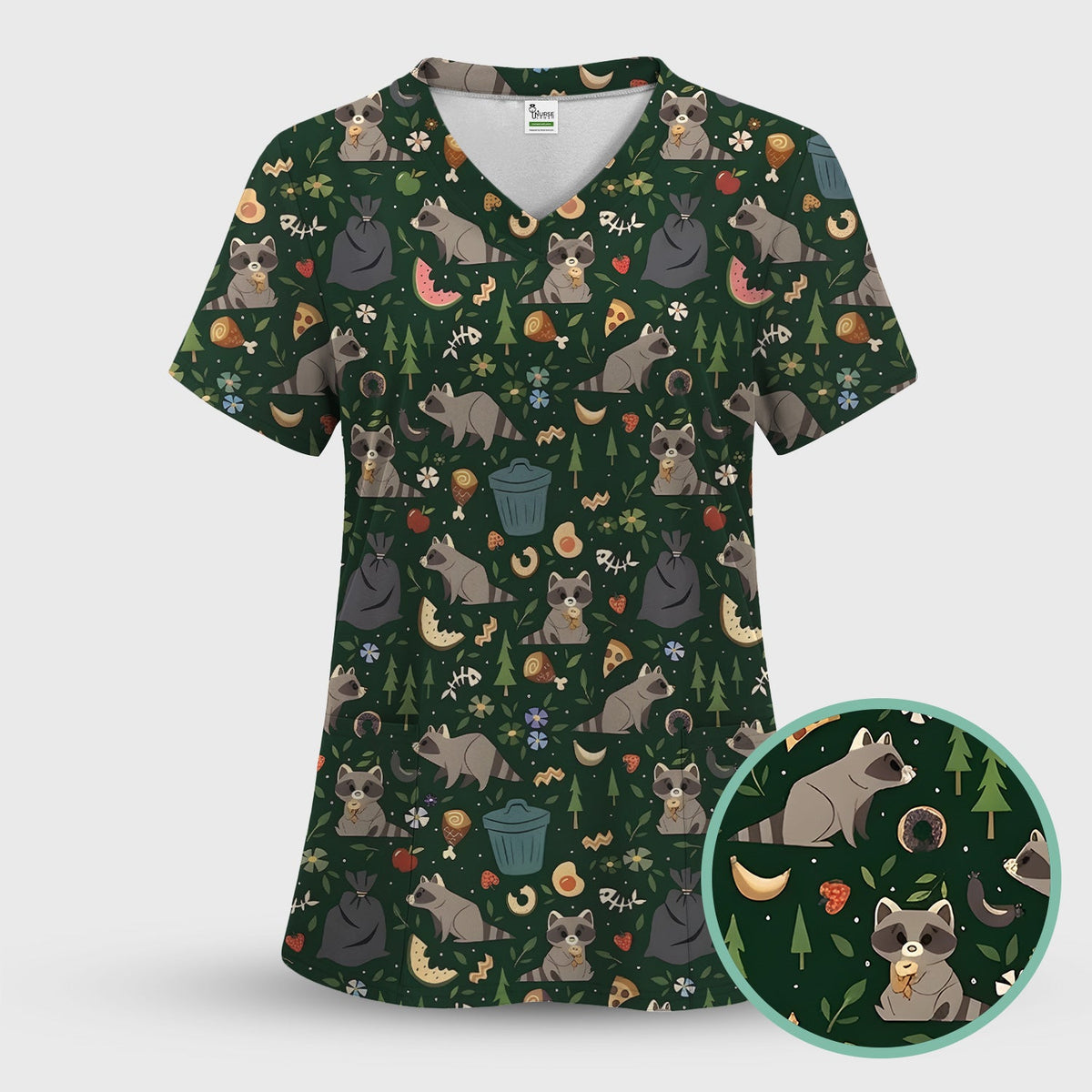 Raccoon Forest Food Nurse Scrub Set