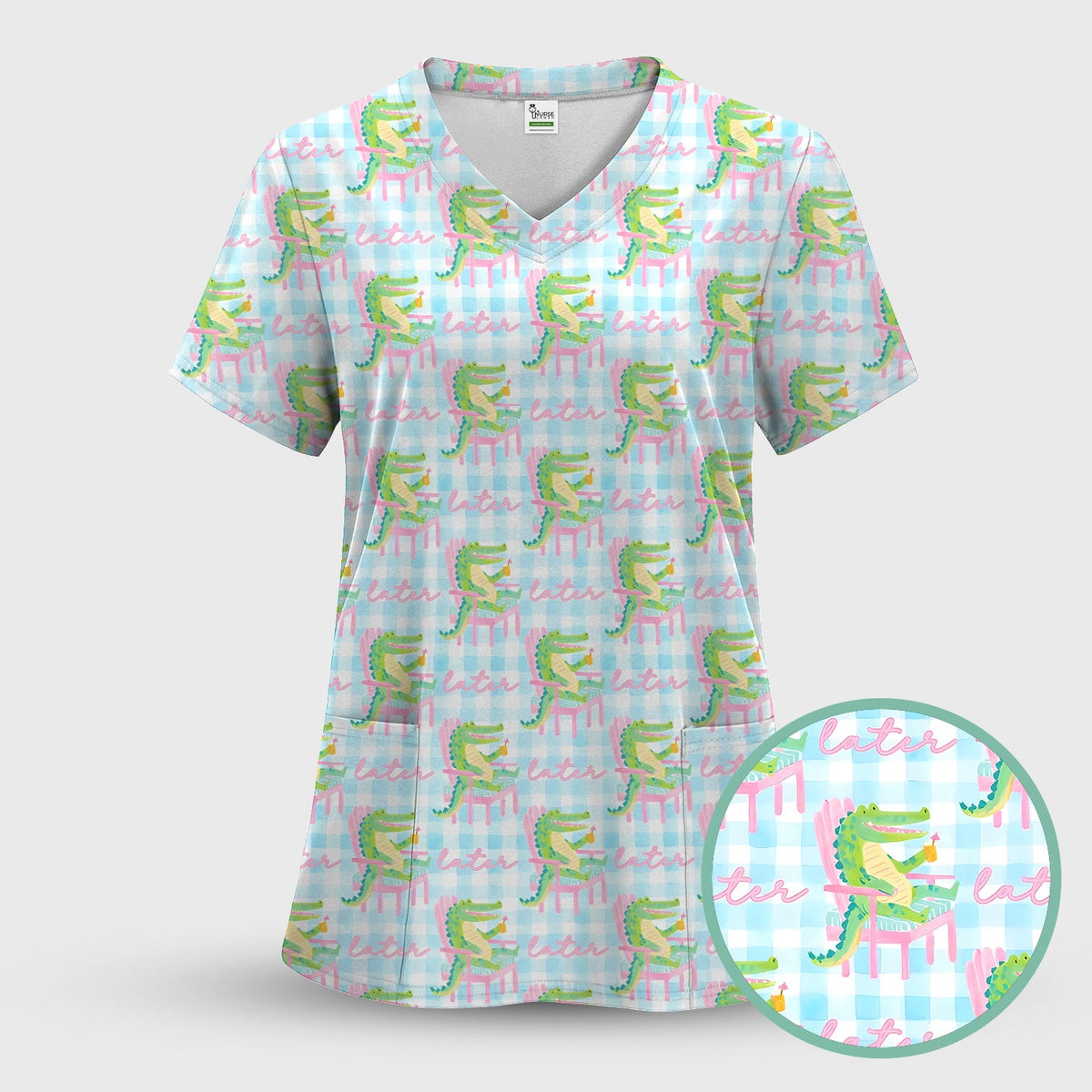 Lazy Crocodile Later Nurse Scrub Top