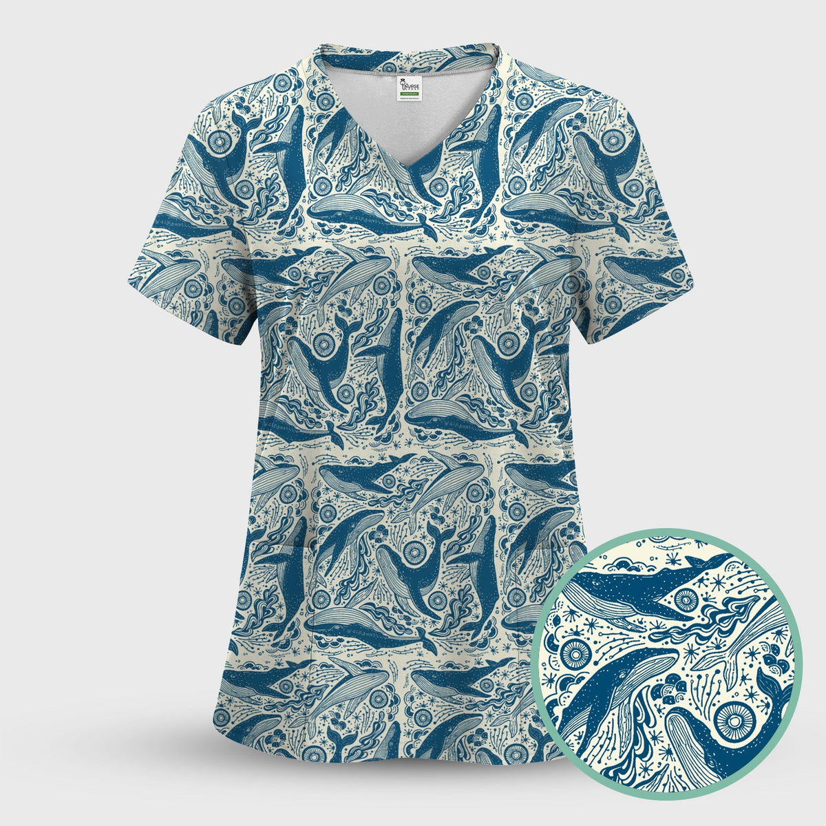 Blue Whale Ocean Nurse Scrub Set