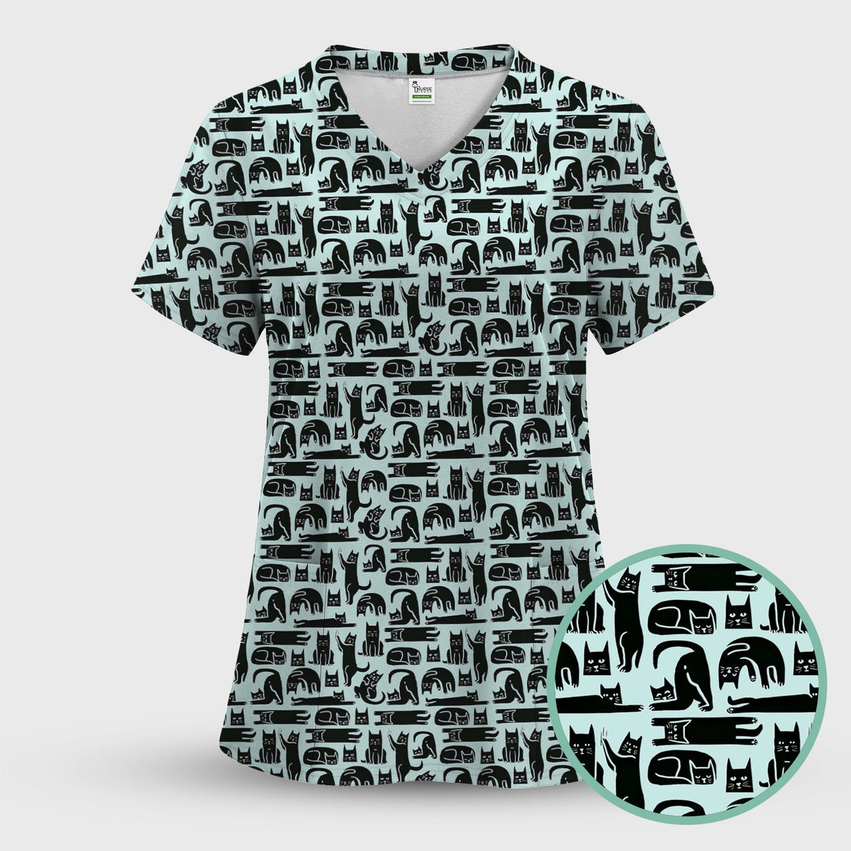Funny Cat Poses Nurse Scrub Set