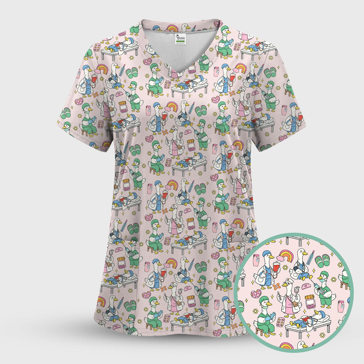 Duck Medical Doodle Nurse Scrub Set