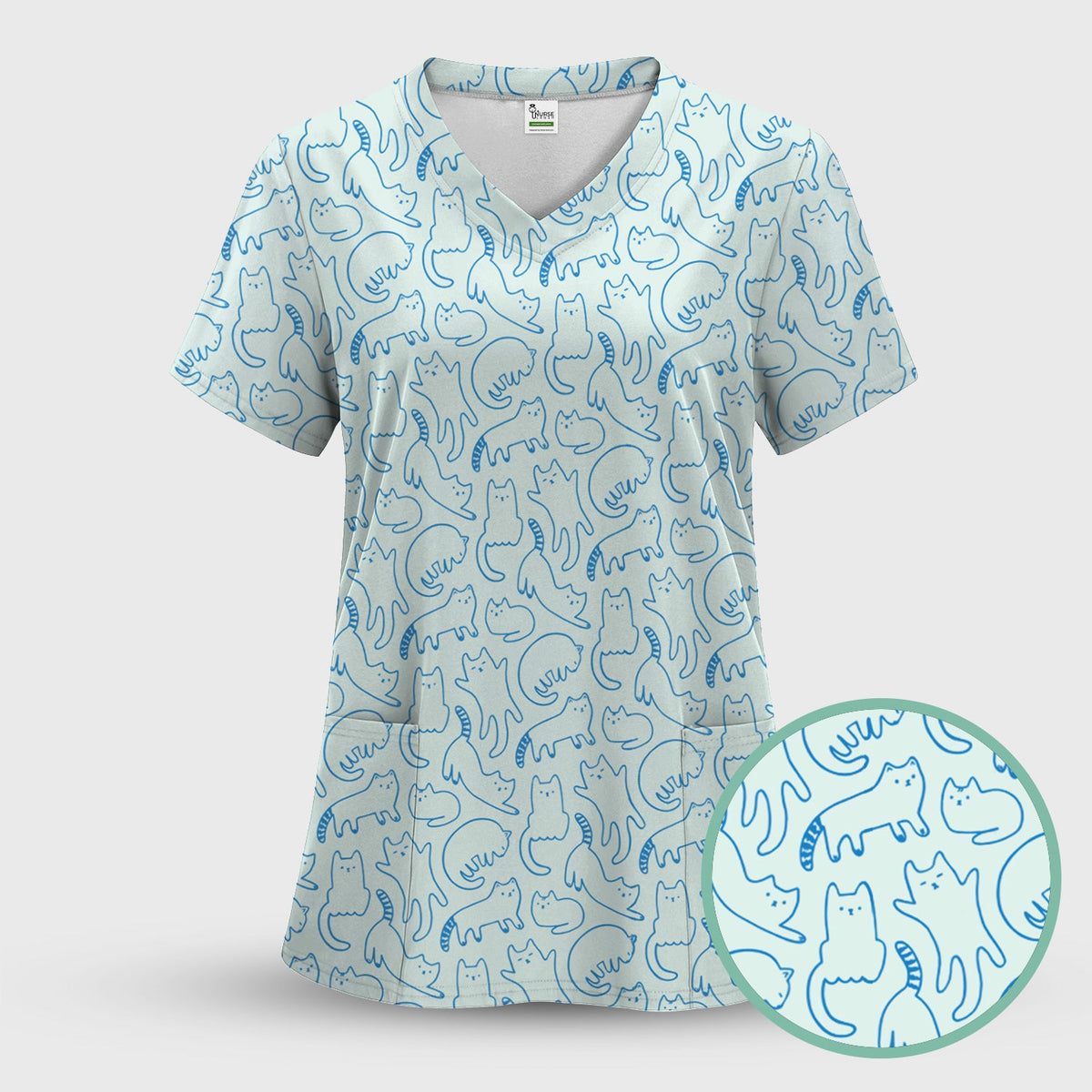 Artistic Cat Nurse Scrub Set