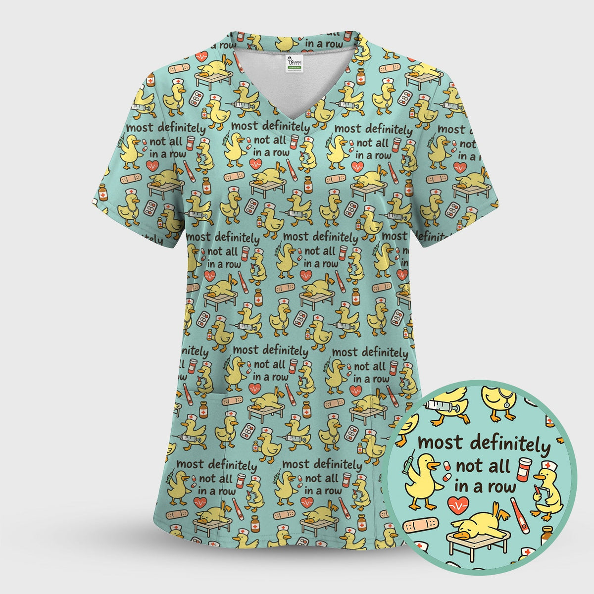 Funny Nurse Duck Medical Humor Pattern Scrub Top, Comfortable Scrubs for Nurses