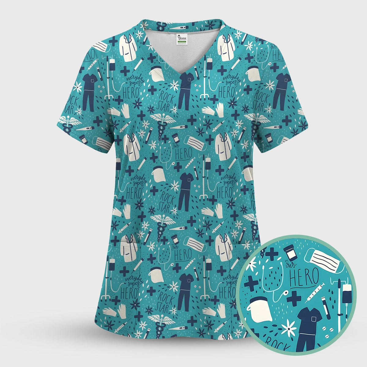 Healthcare Hero Medical Tools Nurse Scrub Top