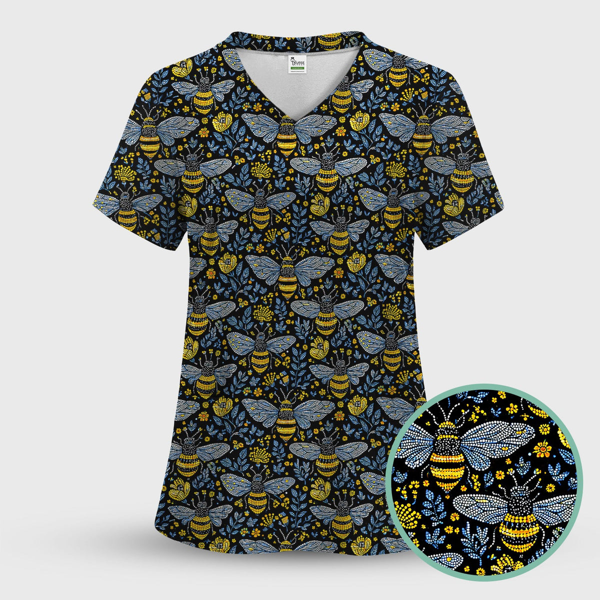 Honey Bee Wildflower Garden Nurse Scrub Set