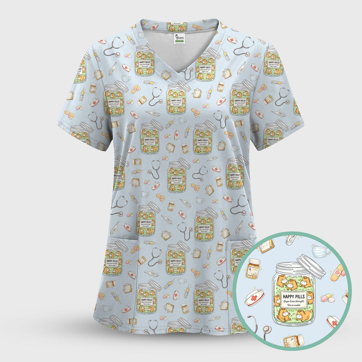 Happy Pills Horse Nurse Scrub Set