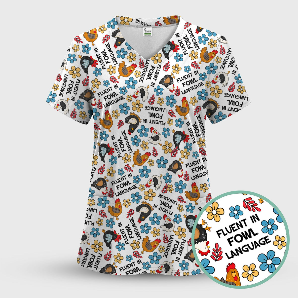 Fluent In Fowl Language Nurse Scrub Set