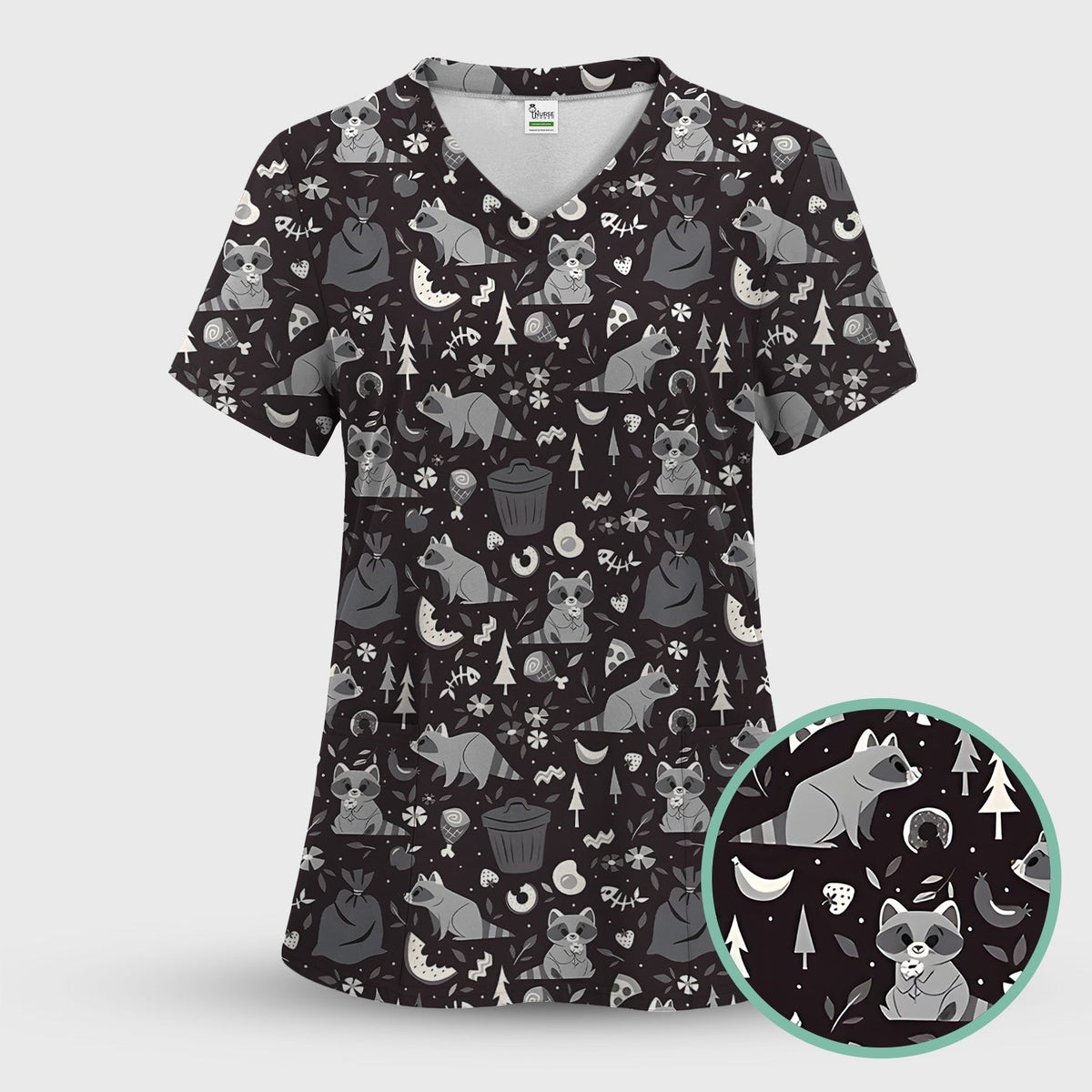 Raccoon Forest Food Nurse Scrub Set