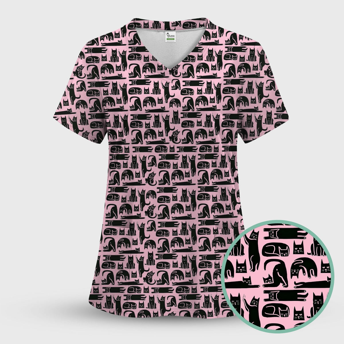 Funny Cat Poses Nurse Scrub Set