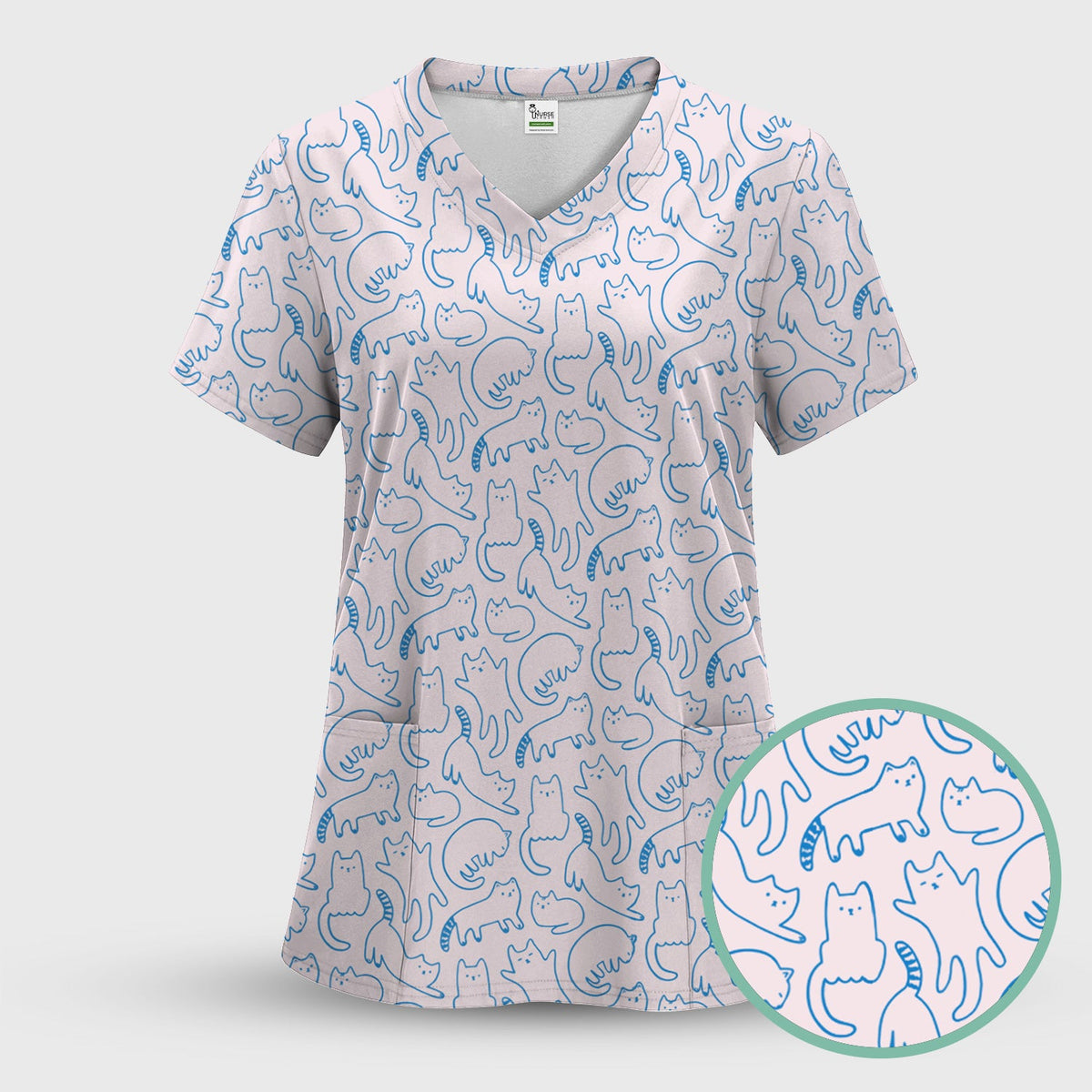 Artistic Cat Nurse Scrub Set