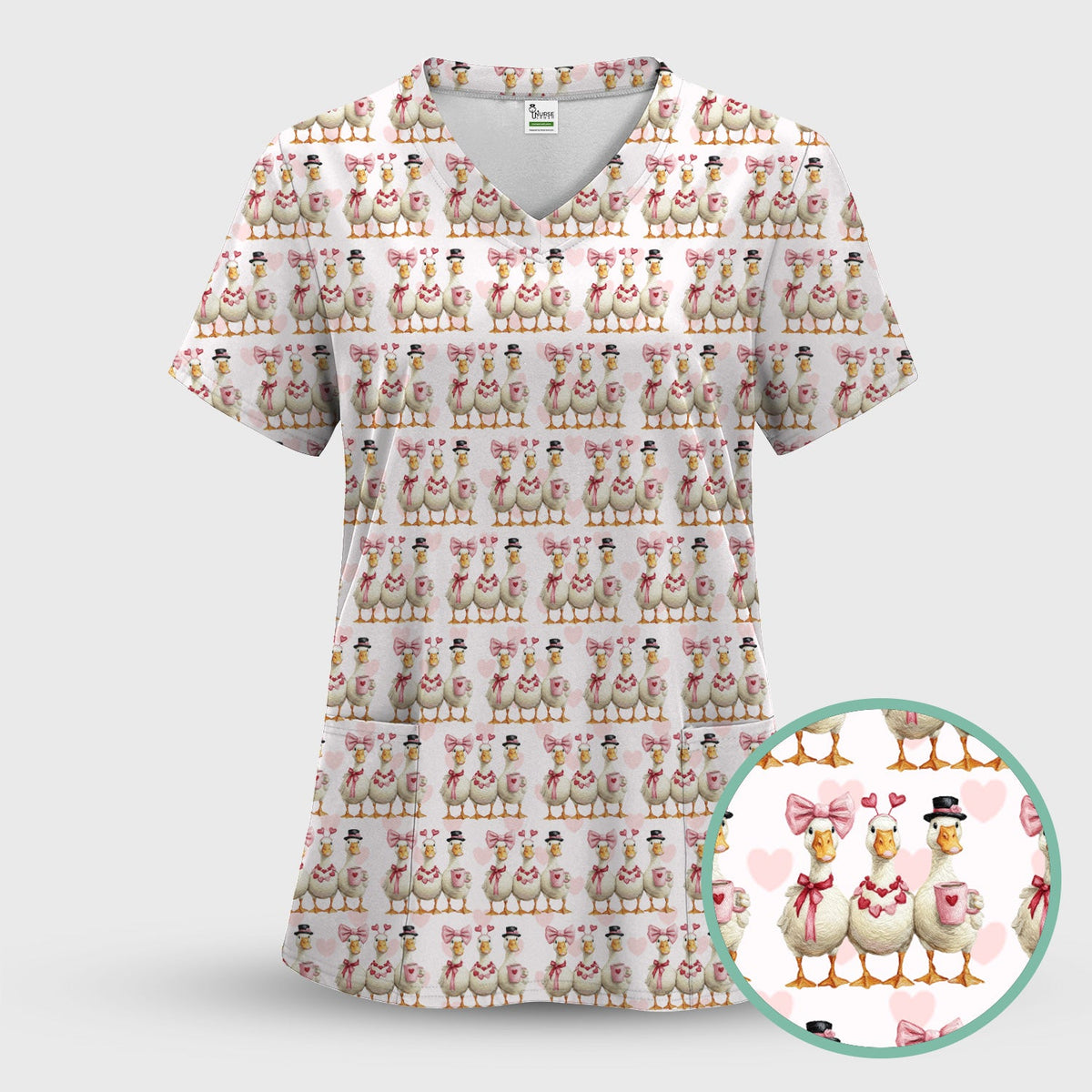 Goose Heart Nurse Scrub Top - Valentines Day Gift