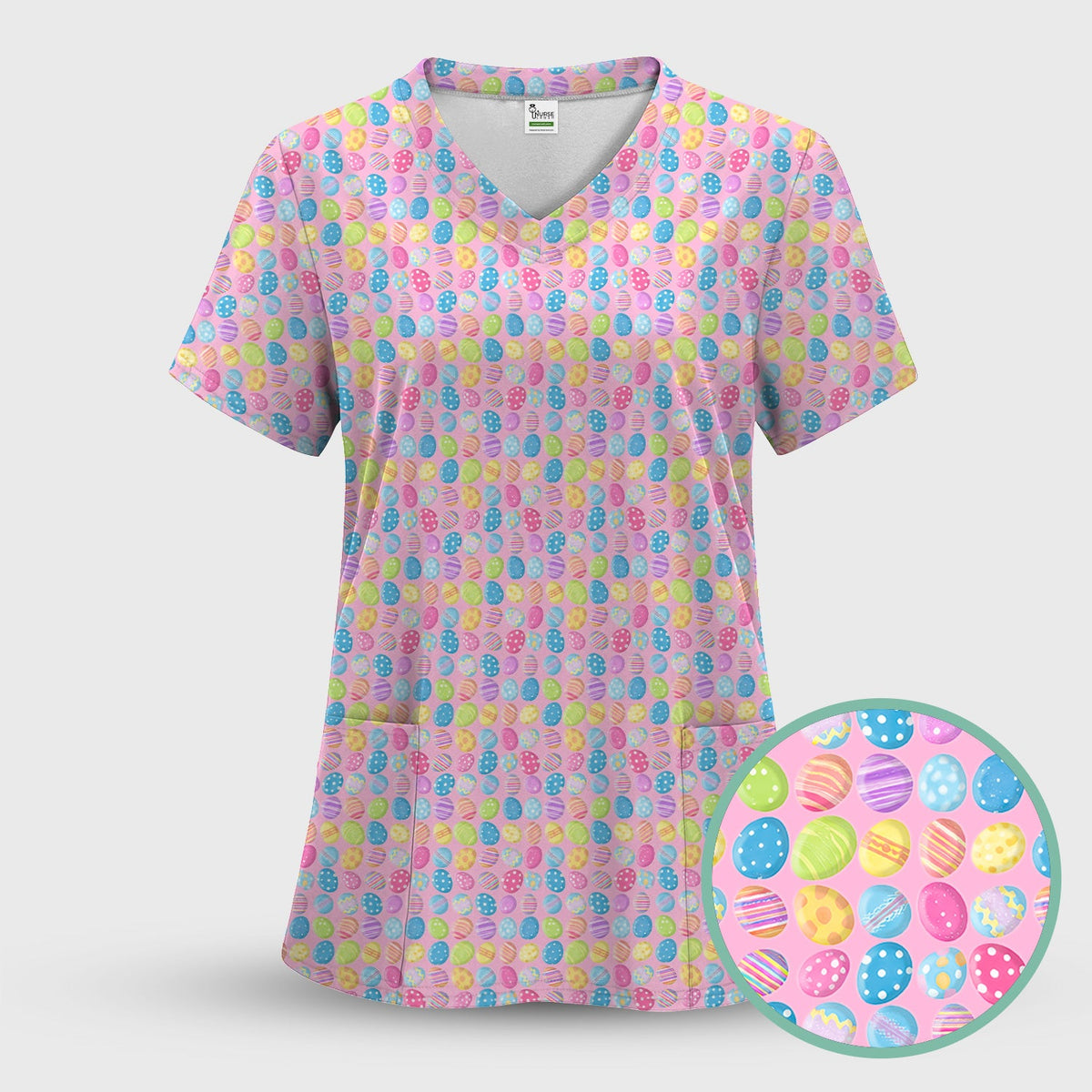 Colorful Easter Eggs Nurse Scrub Set
