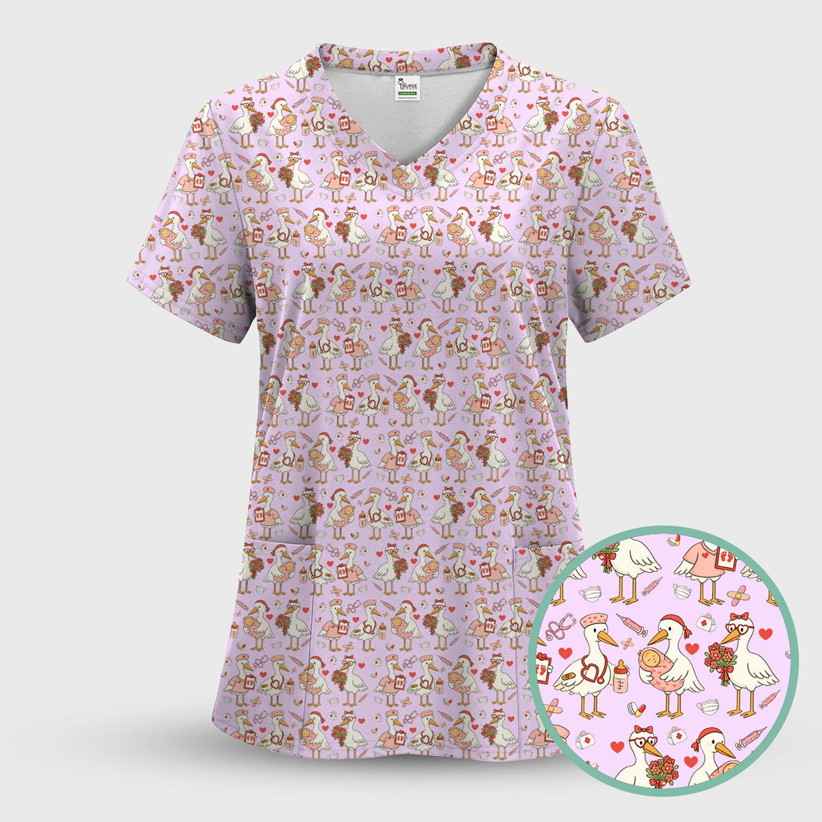 Valentine Goose Nurse Scrub Set