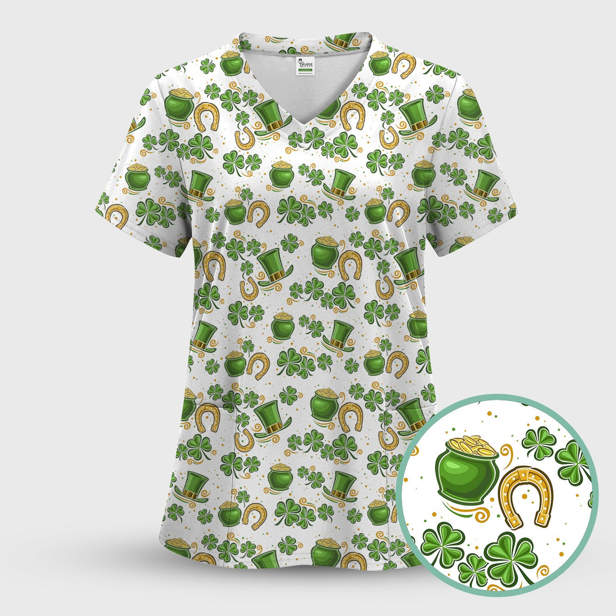 St Patrick Shamrock Nurse Scrub Set