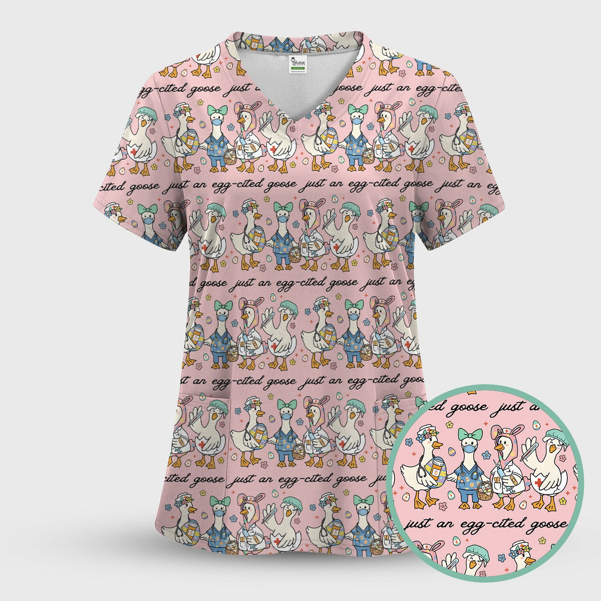 Easter Goose Nurse Scrub Top
